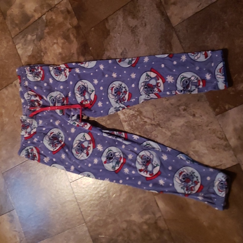 Disney M 8 10 lilo & Stitch Christmas winter snow globe pajama pants velour